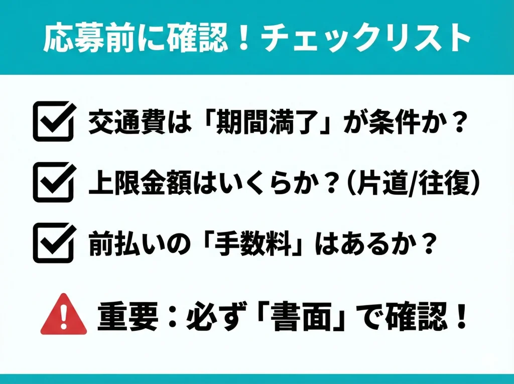 交通費無料と前払いの条件
