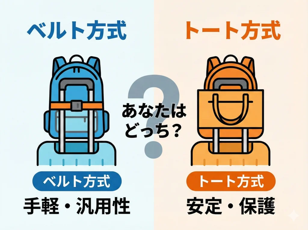 リュックをキャリーケース固定