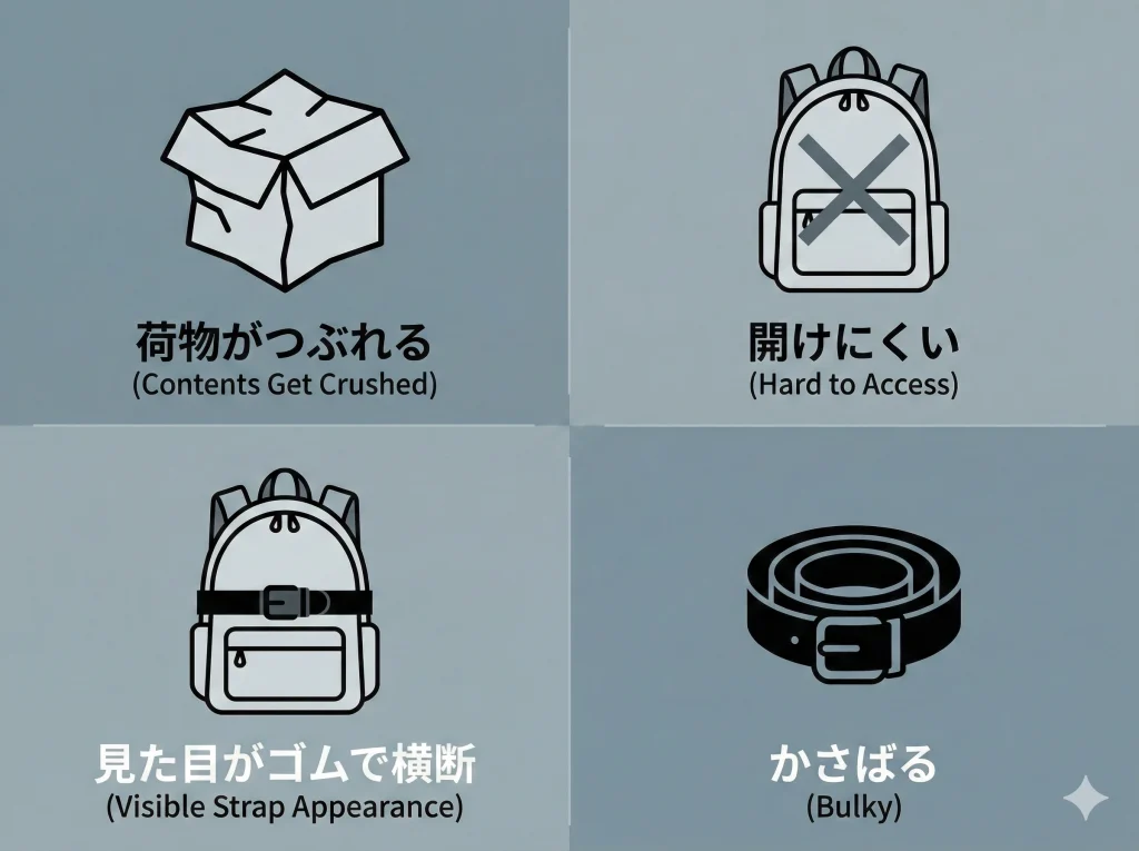 バッグとめるベルトデメリット