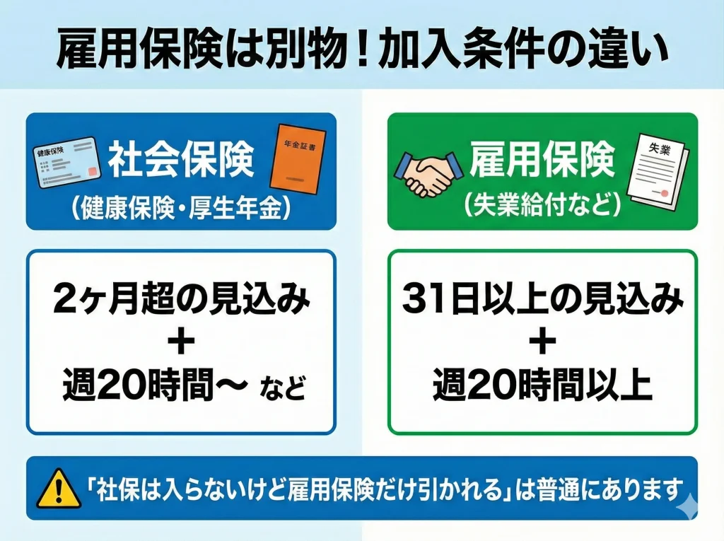 雇用保険は別で引かれる