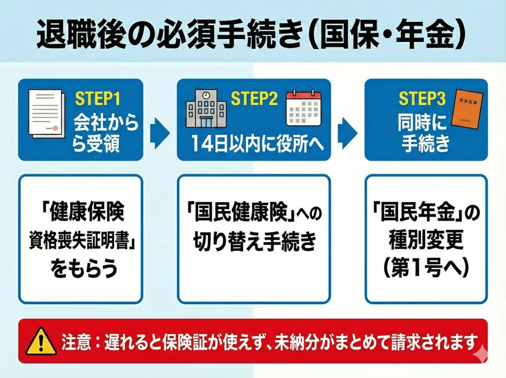 退職後は国保・国民年金へ