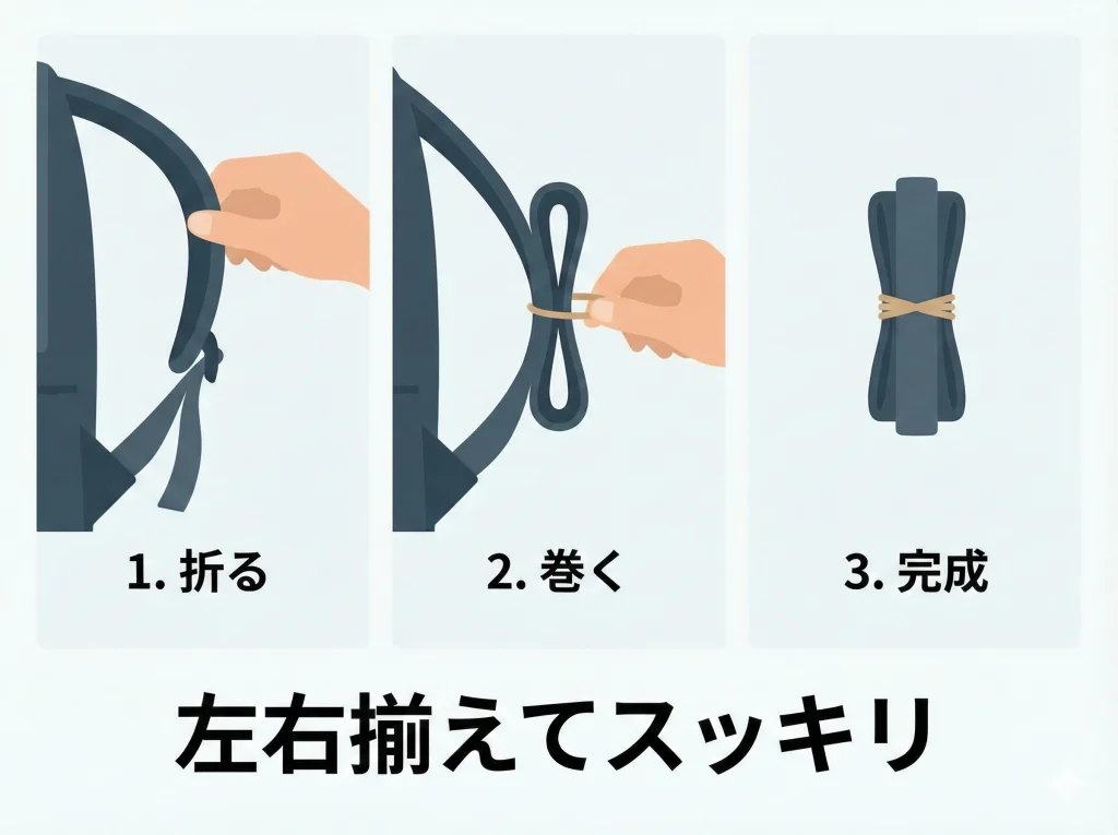 リュック紐固定バンド活用