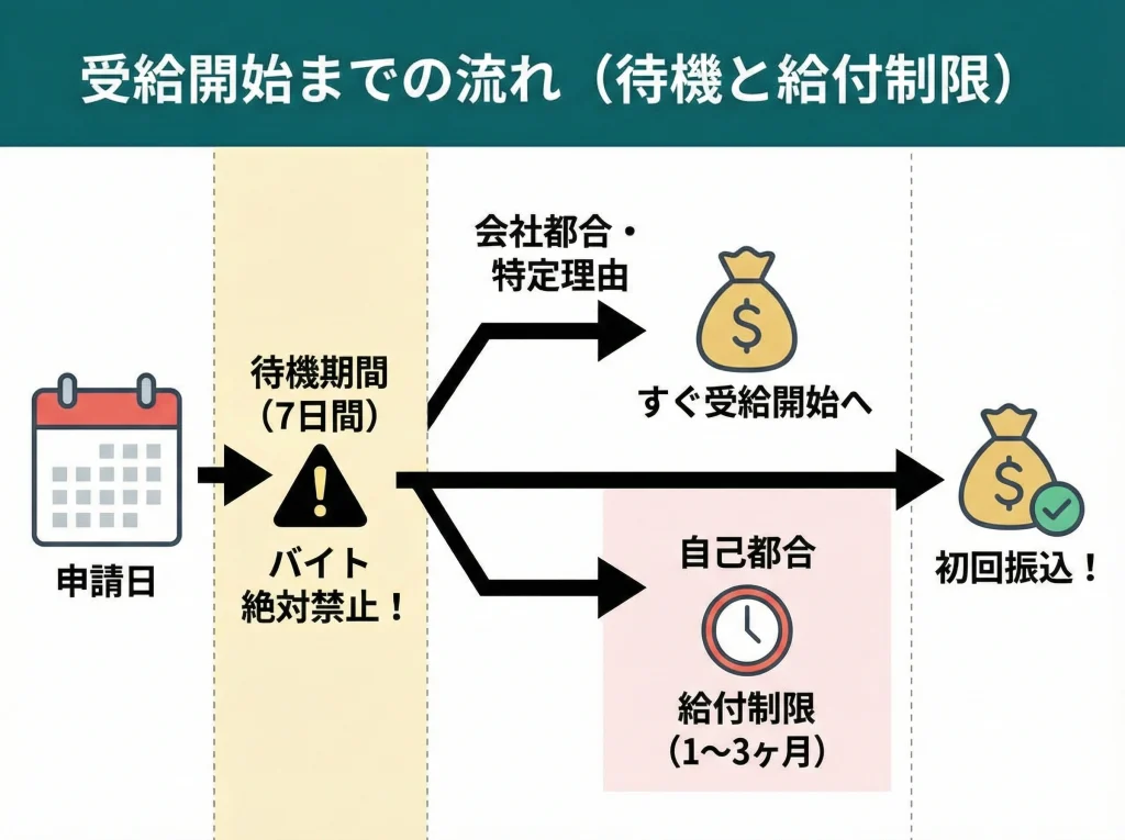 待機期間7日と給付制限2ヶ月
