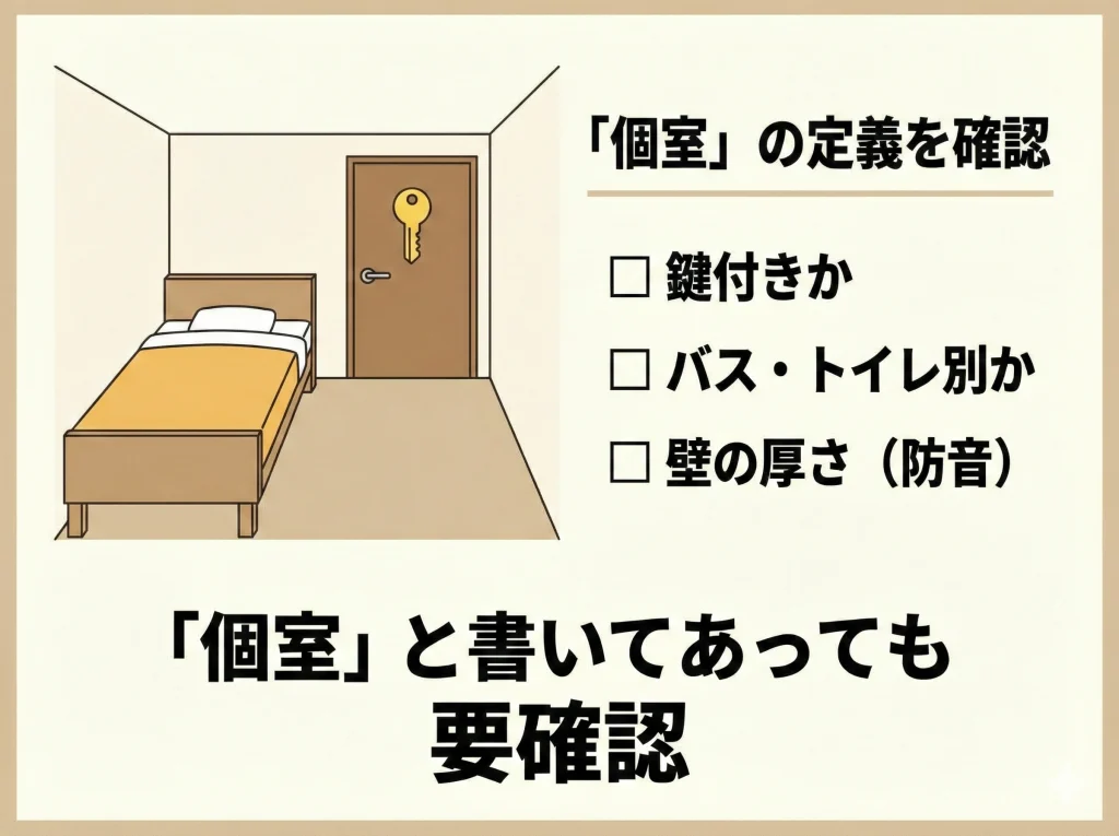 寮の個室・相部屋確認