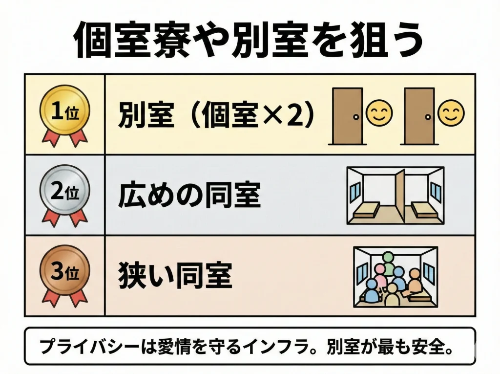 個室寮や別室を狙う