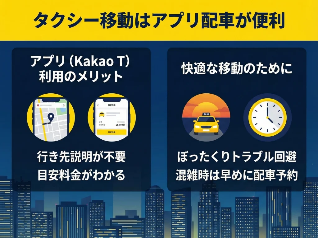 タクシーはKakaoTで安心