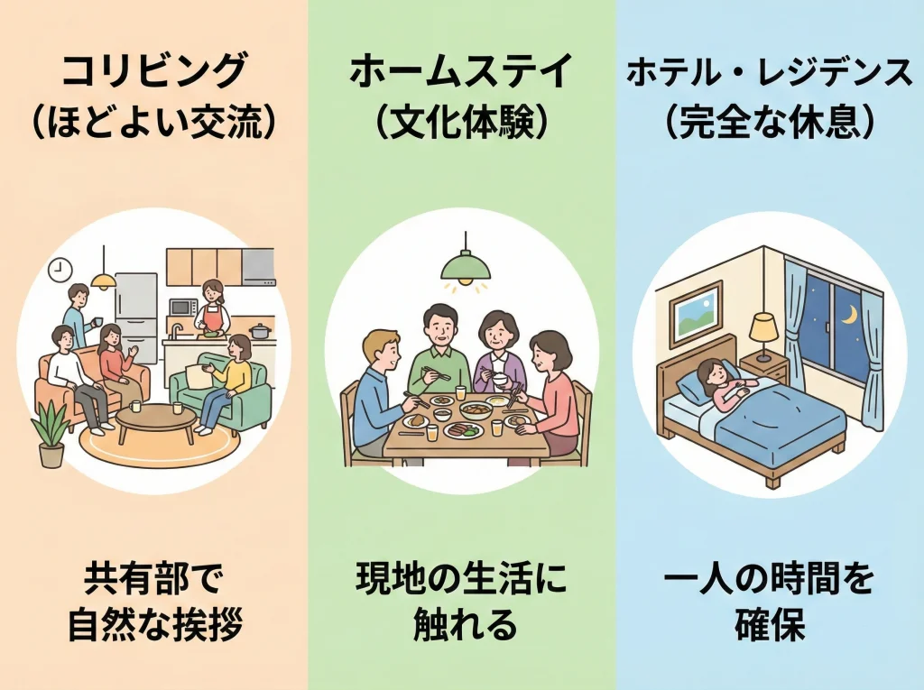 コリビングとホームステイ