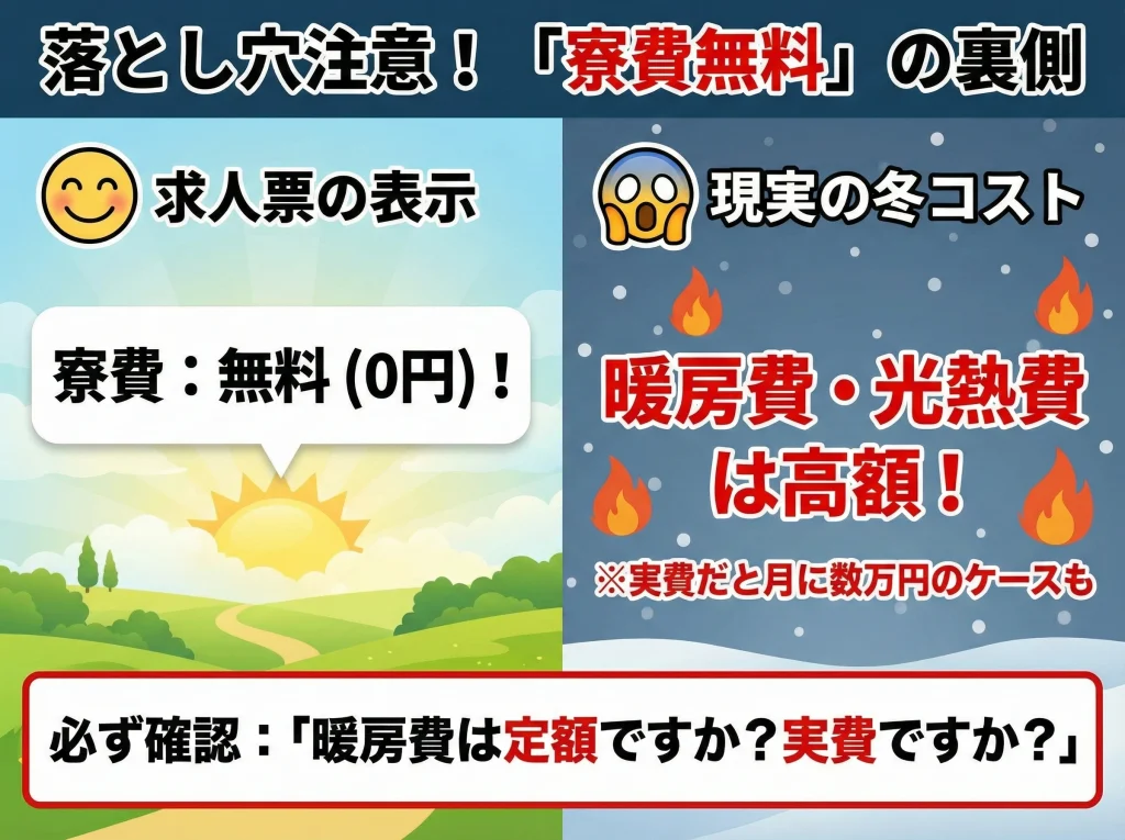 寮費無料でも暖房費に注意