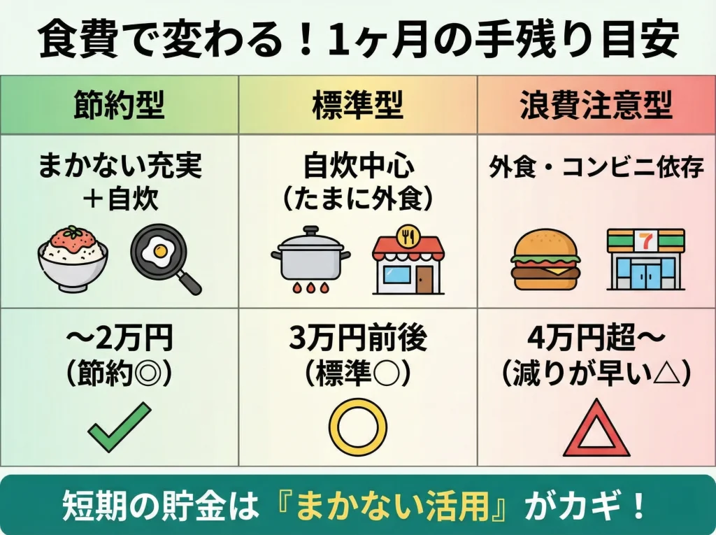 まかない付きで食費節約