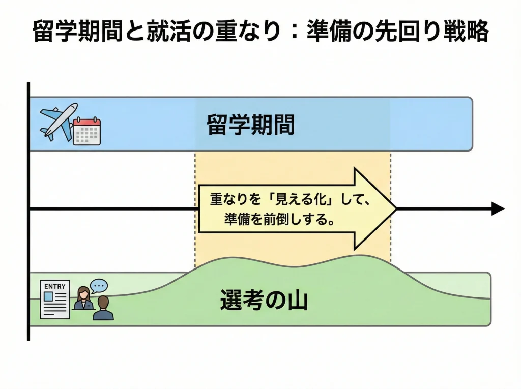 大学3年留学と就活スケジュール
