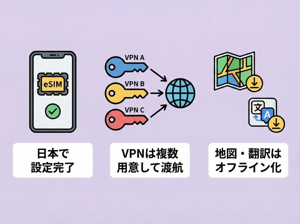SIMは買えないeSIMとVPN