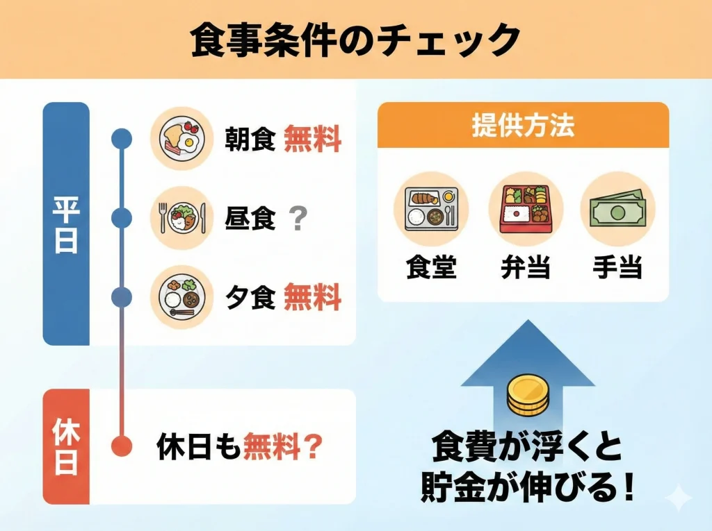 食事無料と補助回数
