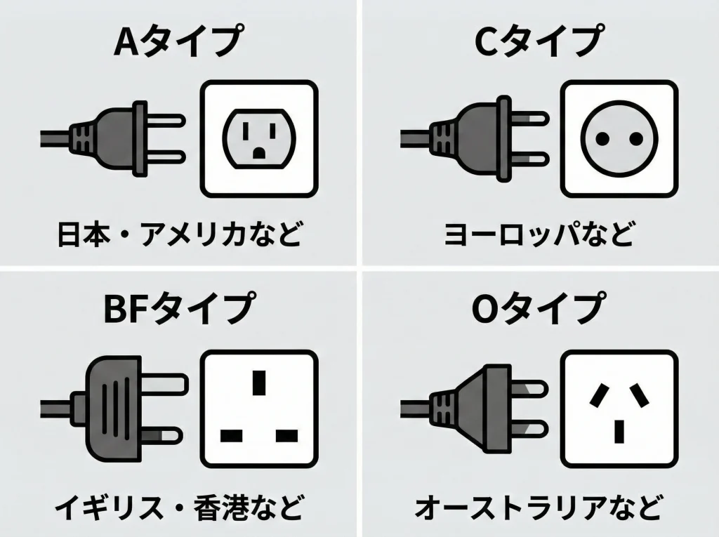 コンセント形状A/C/BF/O