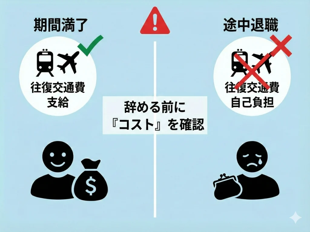 途中退職と交通費・満了