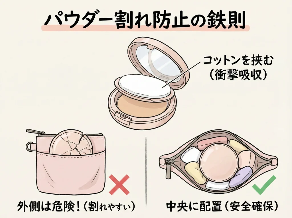 パウダーファンデーションの割れ防止