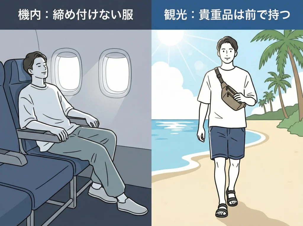 海外やハワイは飛行機と防犯