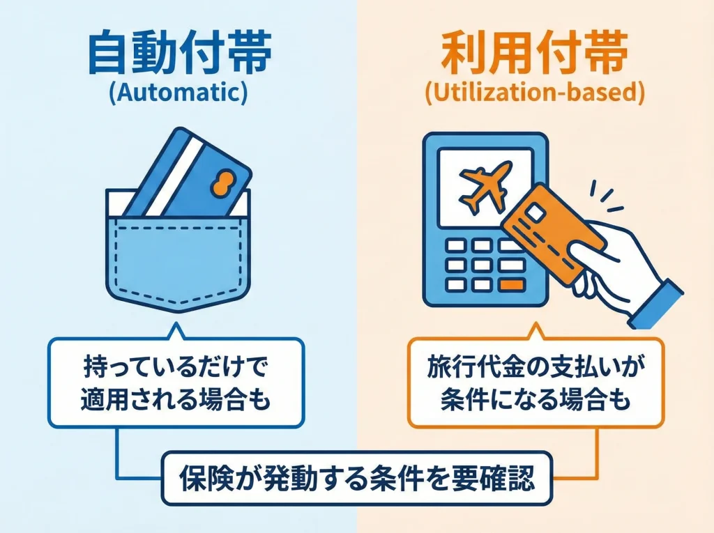 自動付帯と利用付帯の海外旅行保険