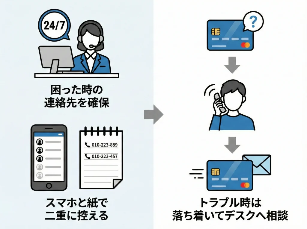 海外サポートデスクと緊急再発行