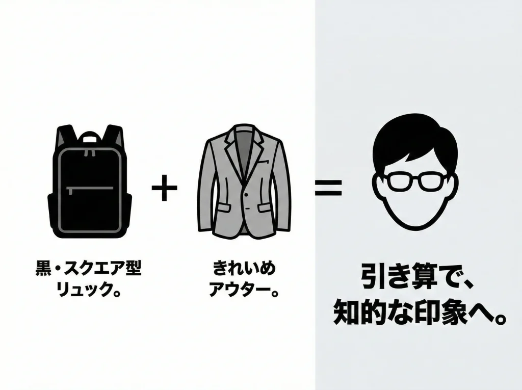 メンズは黒で知的見え
