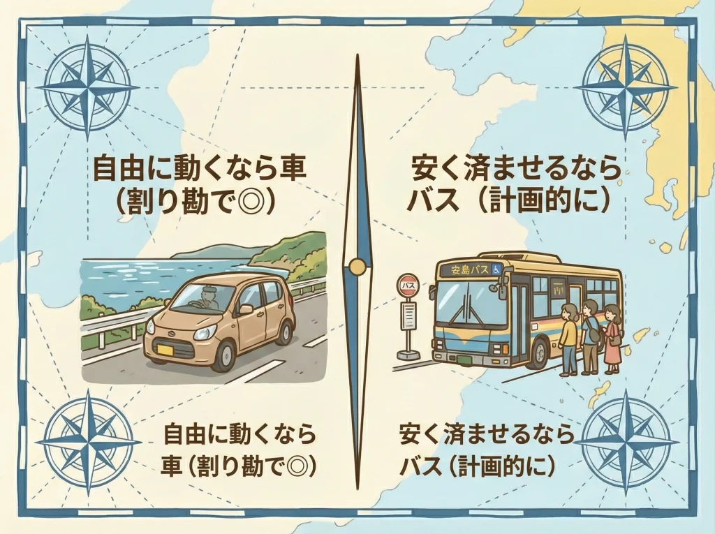 レンタカー料金と村営バス