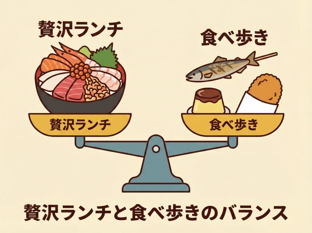 海鮮丼ランチと食べ歩き