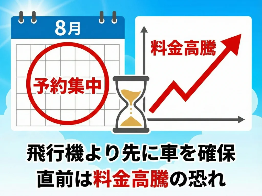 夏休みは料金高騰と予約