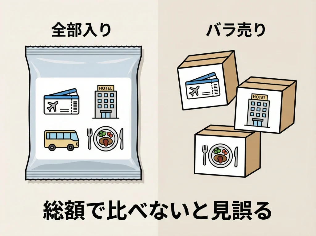 個人手配とツアー比較