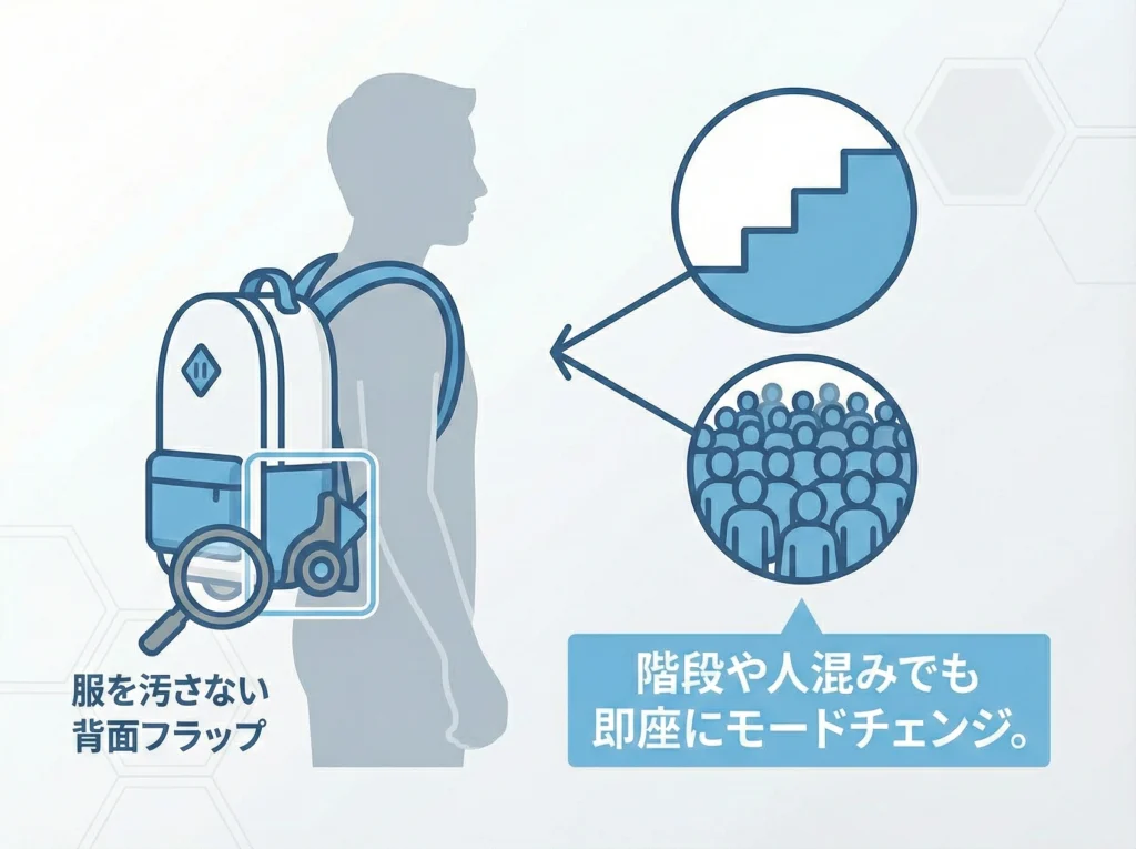 2WAYリュックキャリー切替