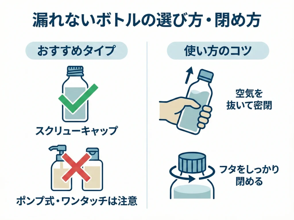 漏れない詰め替えボトル選び