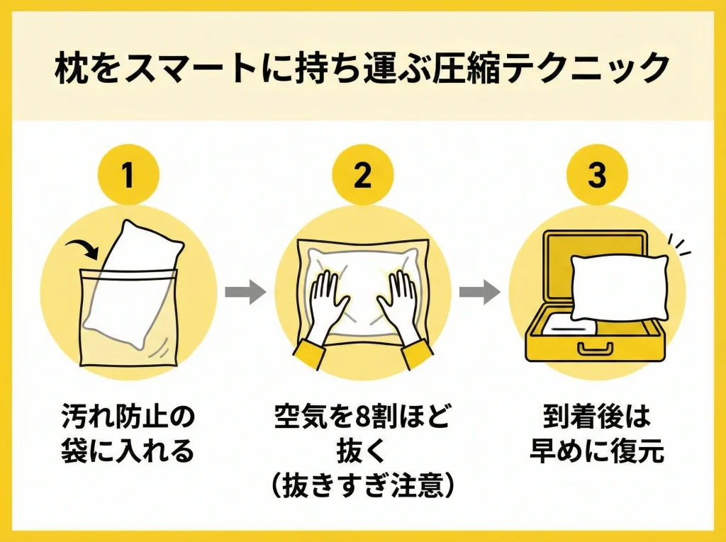 旅行枕を圧縮するコツ