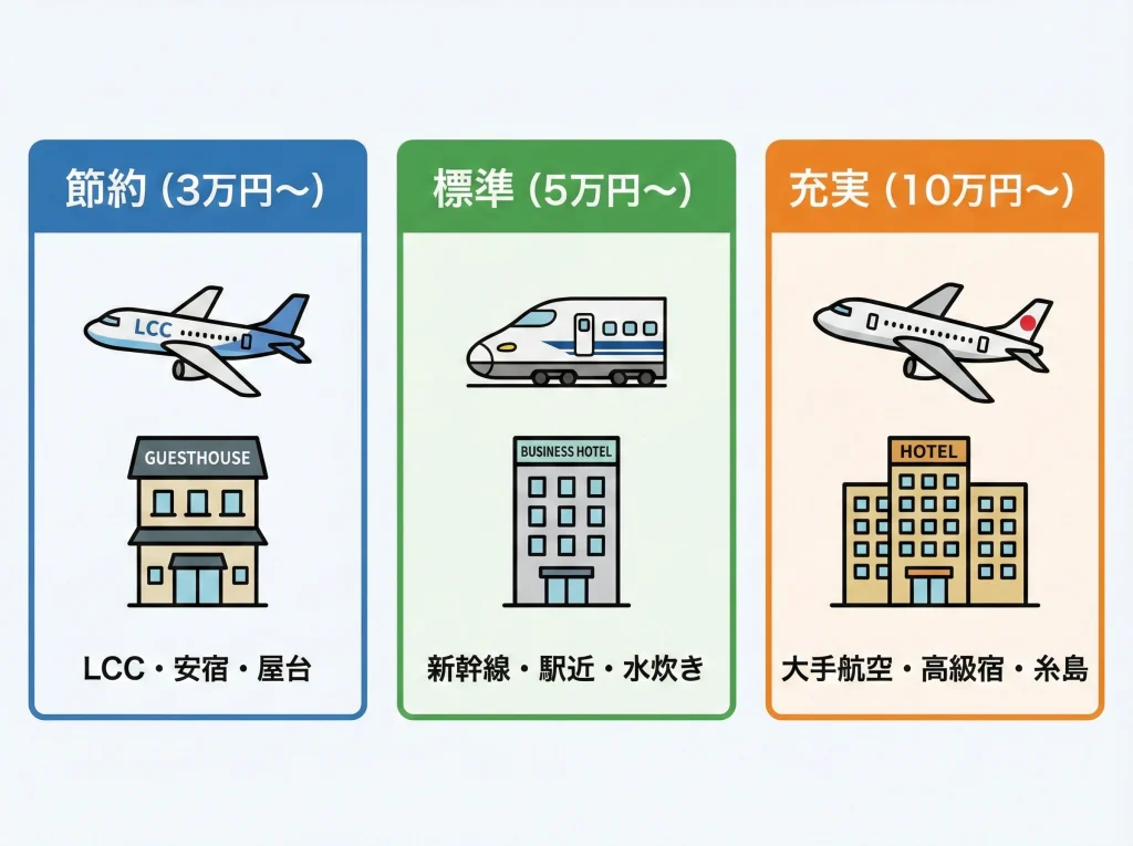 福岡旅行2泊3日プラン別予算