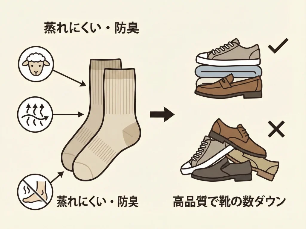 メリノウール靴下で防臭