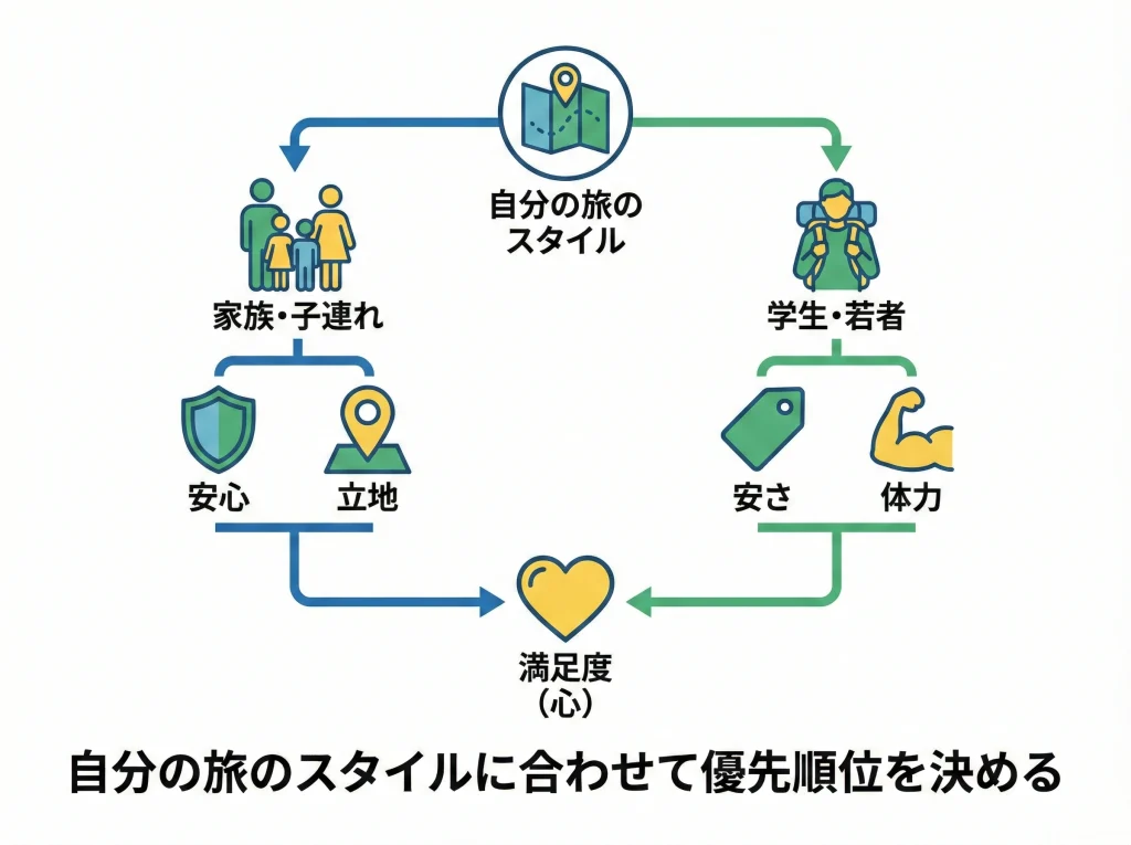 子連れ家族と学生旅行