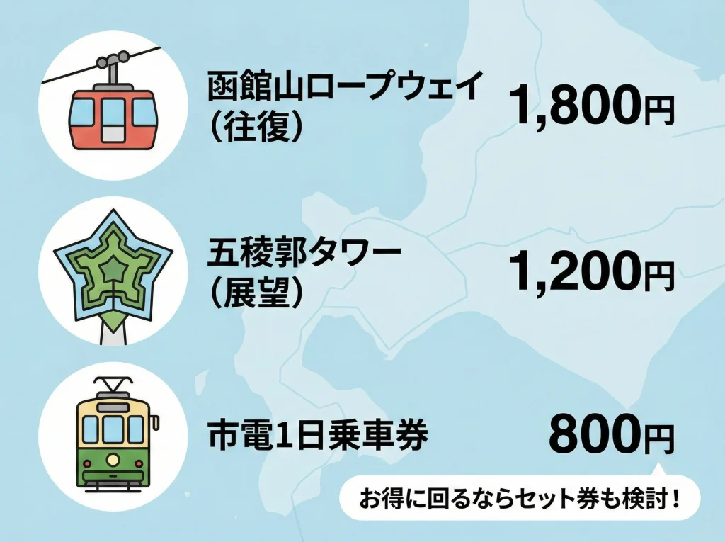五稜郭・函館山の観光料金