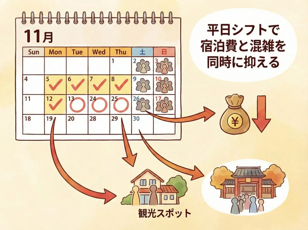 安い時期と平日予約