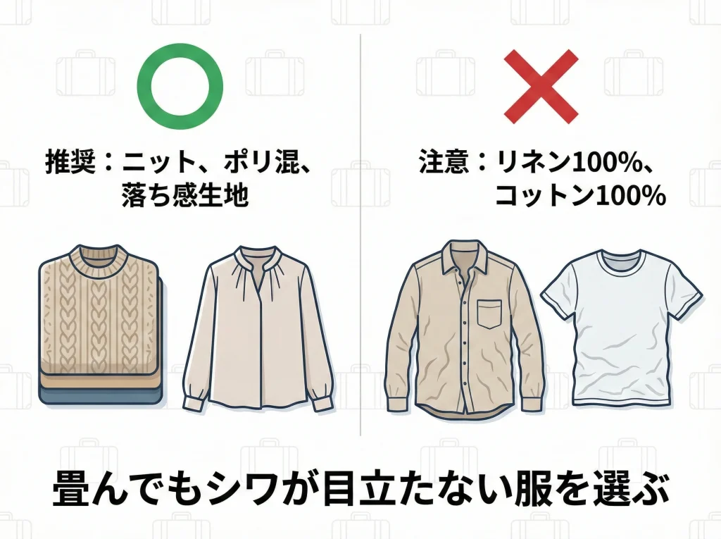 パッキングはシワにならない素材