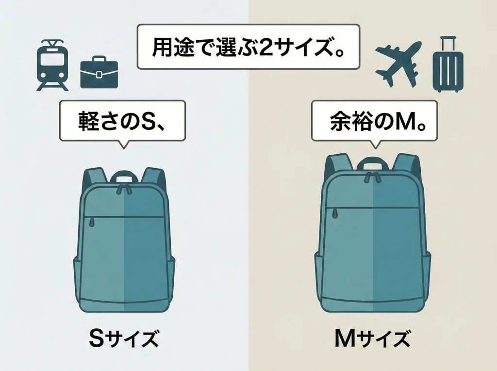 SサイズとMサイズ比較