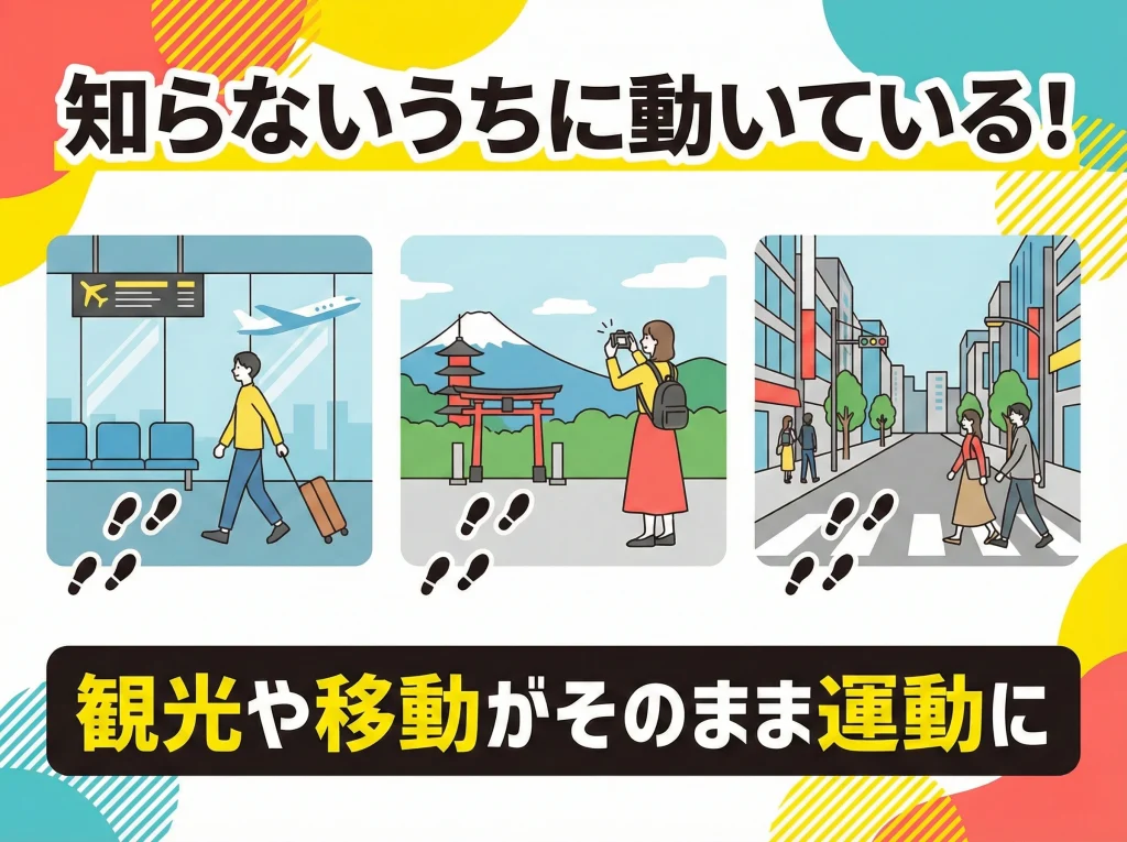 海外旅行は歩数が増えやすい