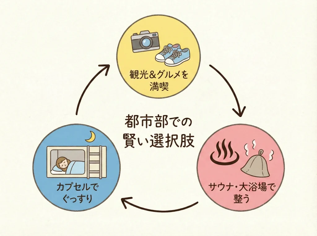 カプセルホテル料金とサウナ