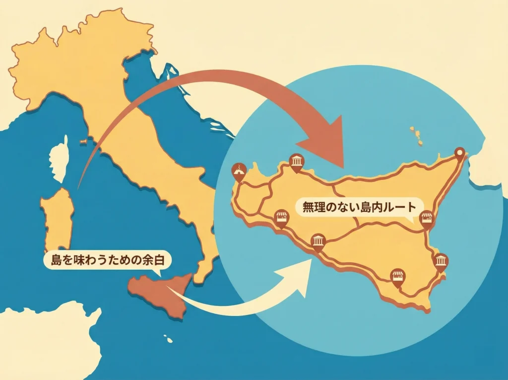 シチリア島を含むコース