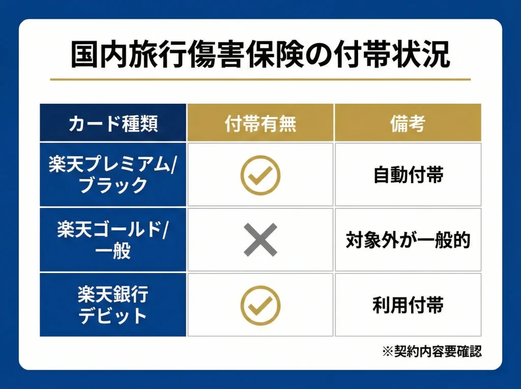 国内旅行傷害保険の付帯有無