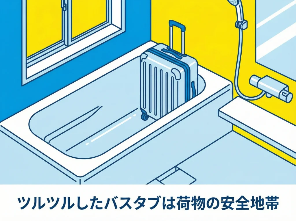 バスタブに荷物を避難