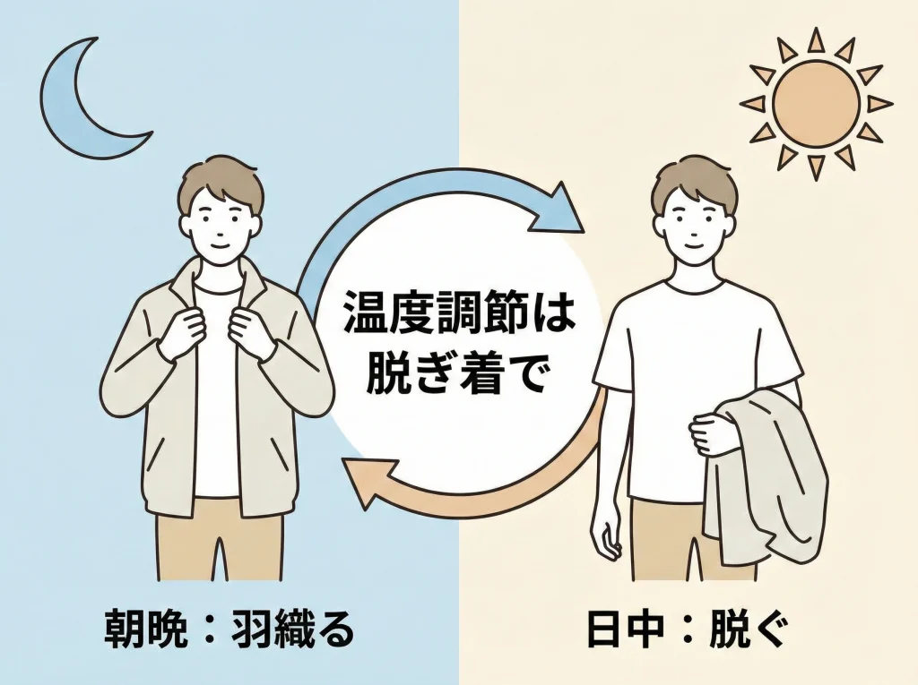 春の寒暖差は羽織で調整