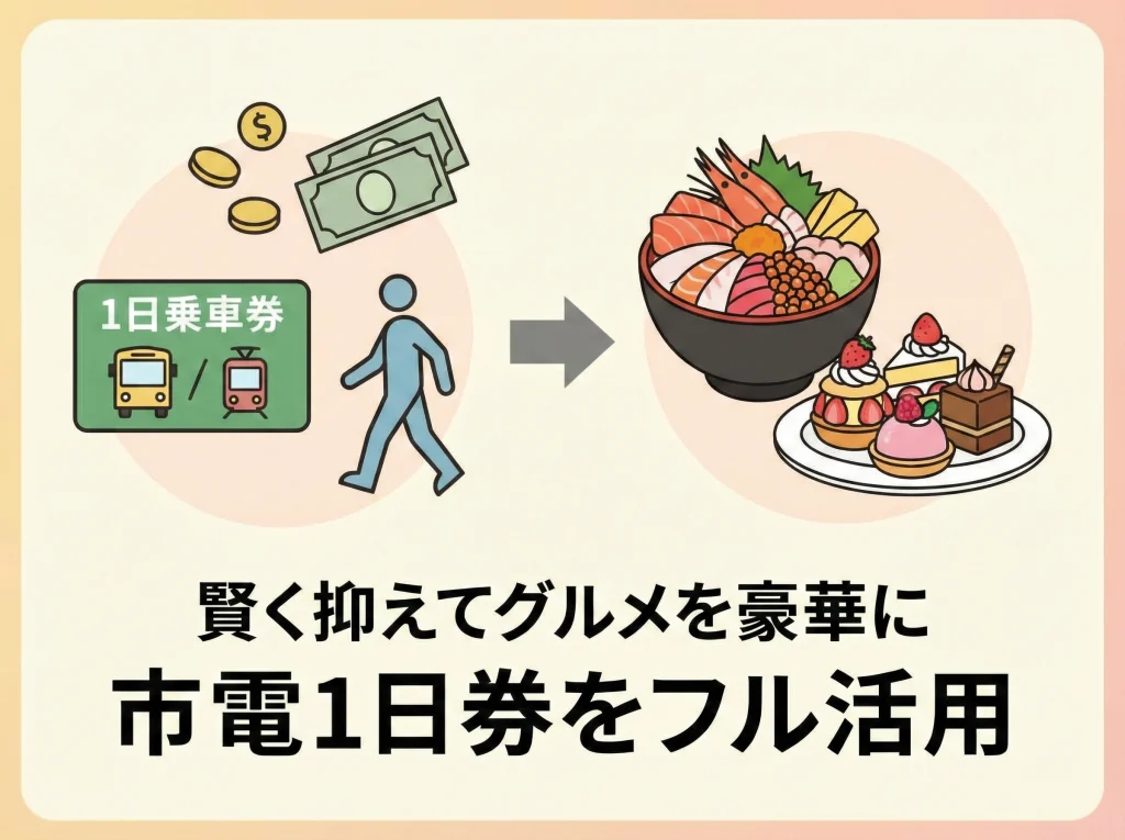 高速バスと市電で節約