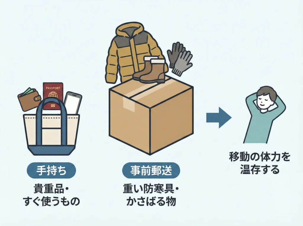 持ち物リストと事前郵送