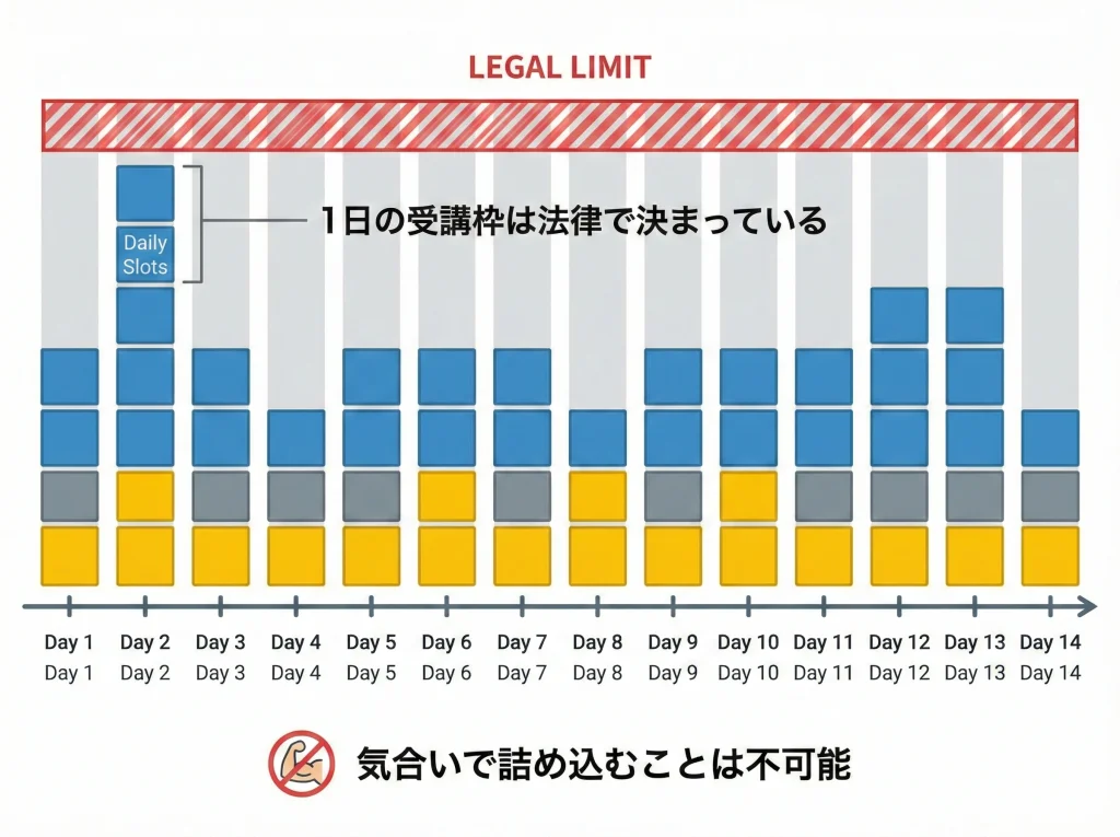 最短14日と技能教習上限