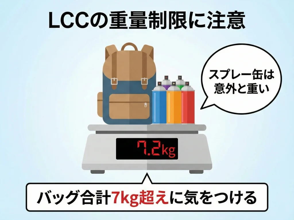 LCCは手荷物7kg注意