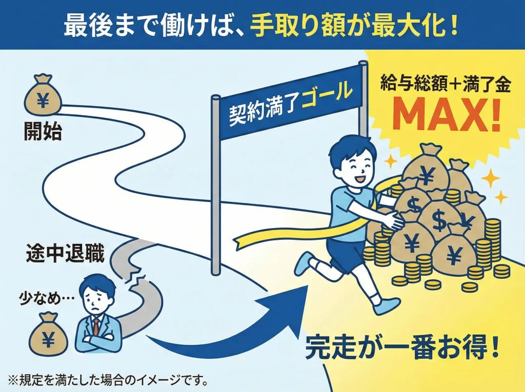 満了条件と途中退職