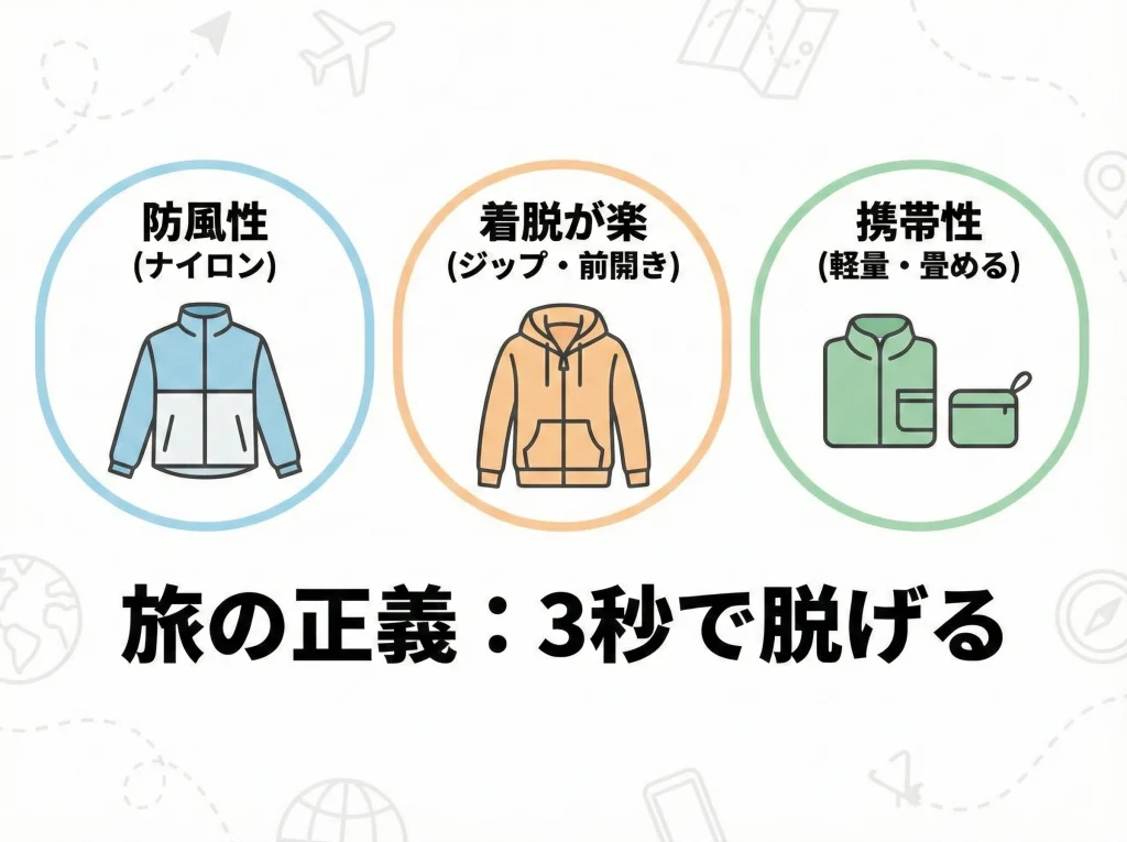 ライトアウターと羽織り選び