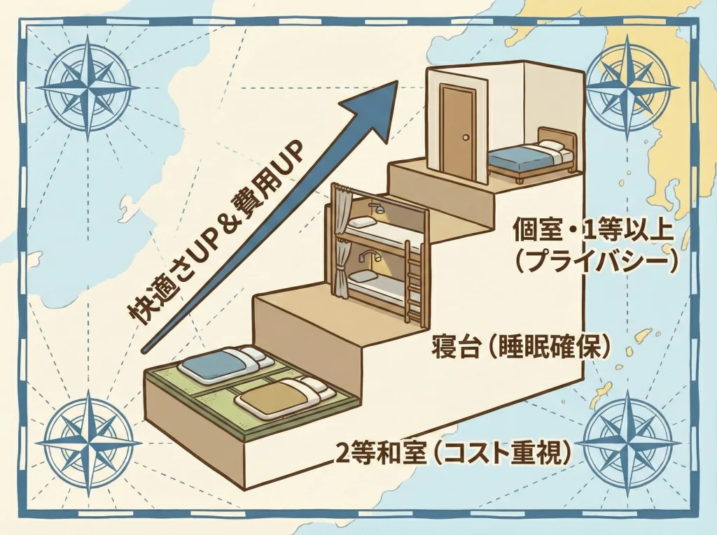 2等寝台と等級アップ差額